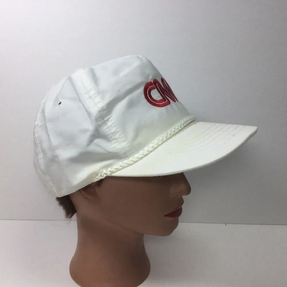 Vintage CNN Sports Hat News Network Embroidered SnapBack‎ White Trucker Cap